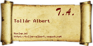 Tollár Albert névjegykártya