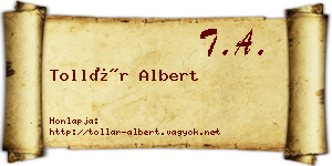 Tollár Albert névjegykártya